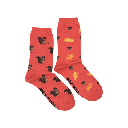 Women’s Socks | Squirrel, Acorn & Leaf | Mismatched