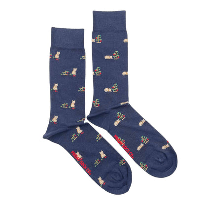 Men's Cat & Christmas Tree Socks