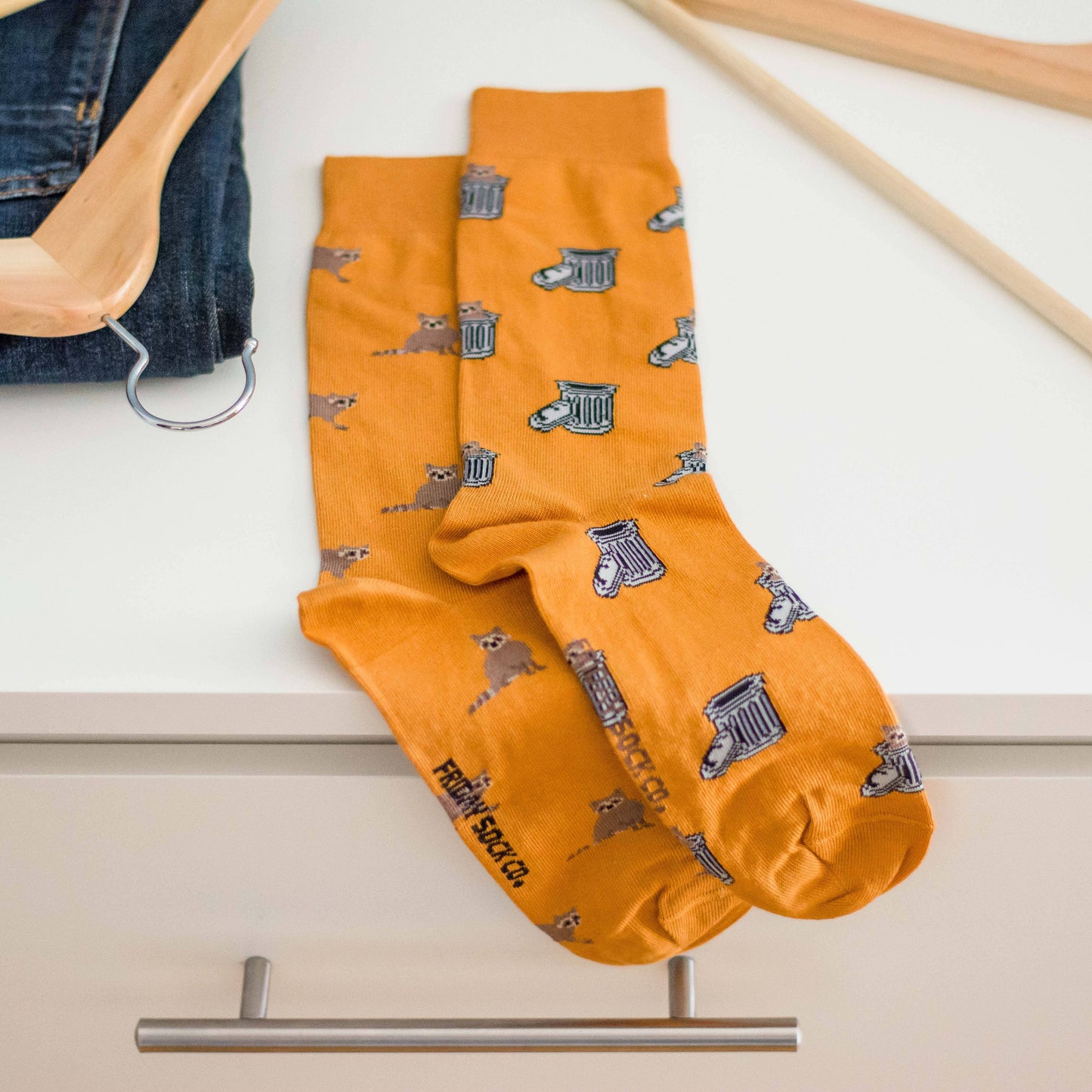 Men's Socks | Raccoon & Trash Can | Mismatched | Trash Panda