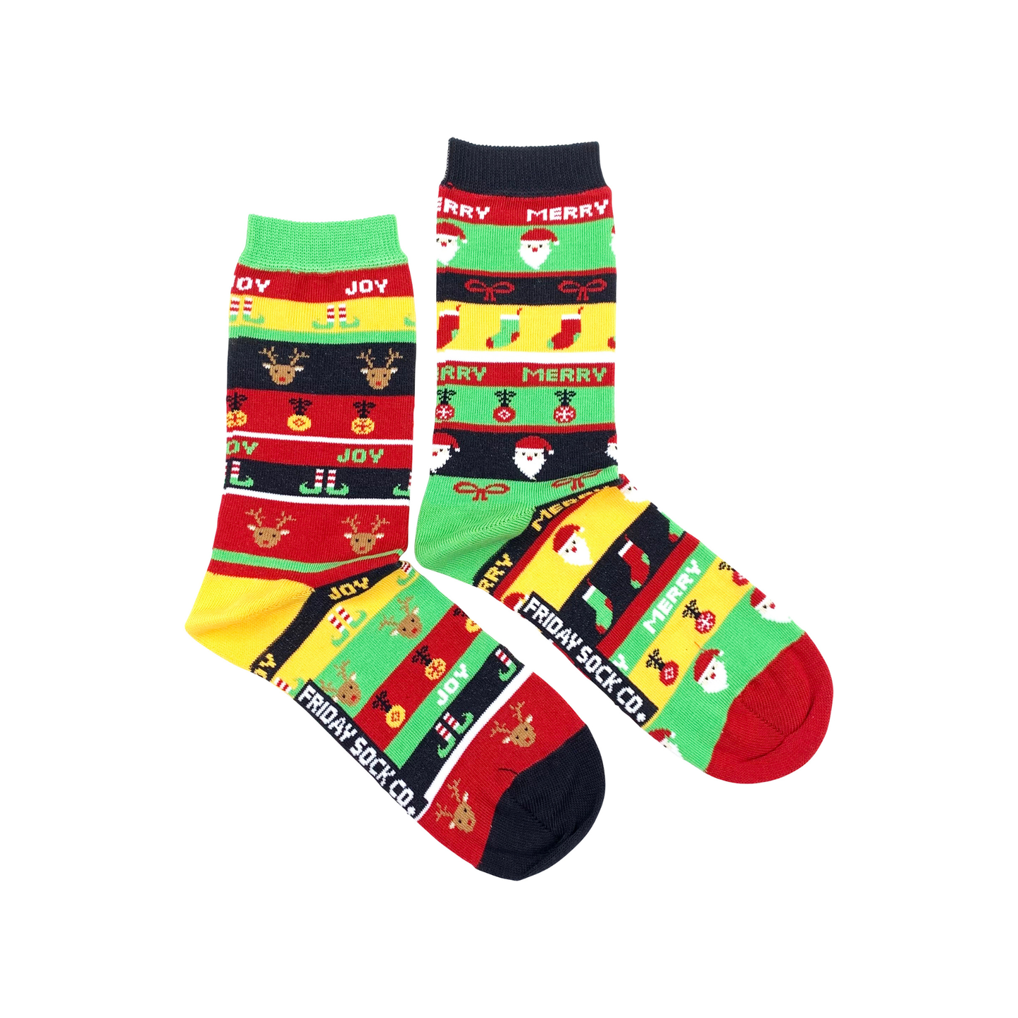 Women's Ugly Christmas Socks | Merry & Joy | Mismatched