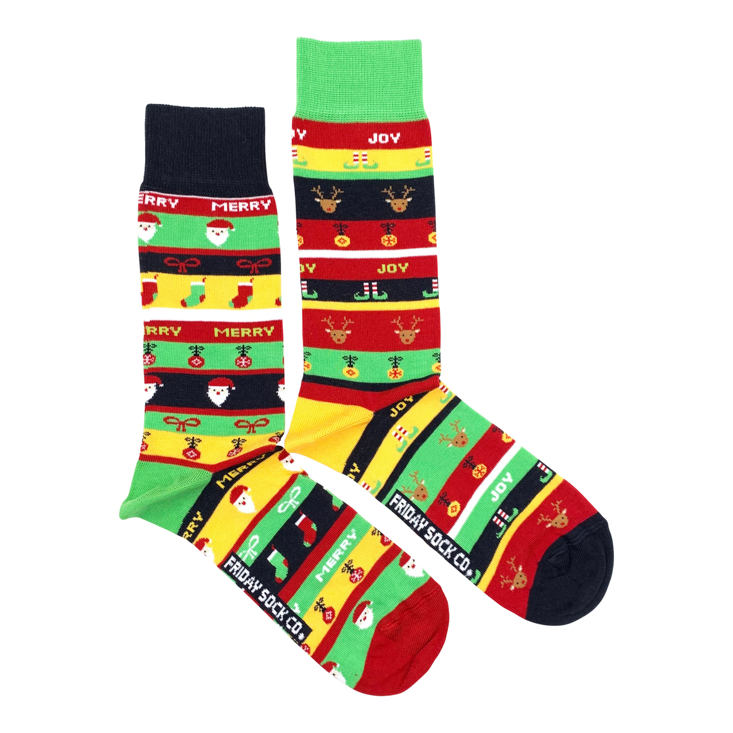 Men's Ugly Christmas Socks | Merry & Joy | Mismatched